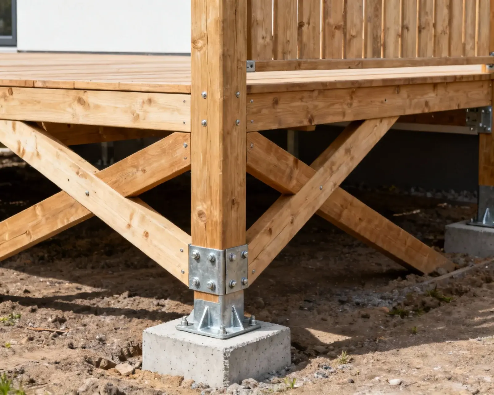 Fundament och stolpstruktur för altanstaket