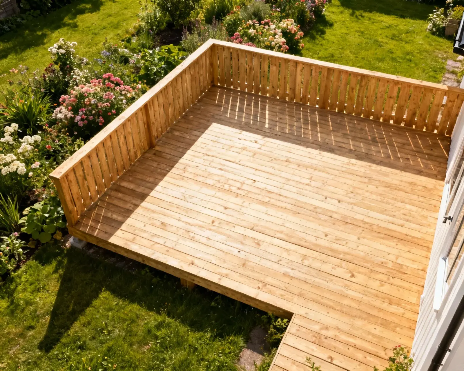 Komplett altan med staket från annat perspektiv