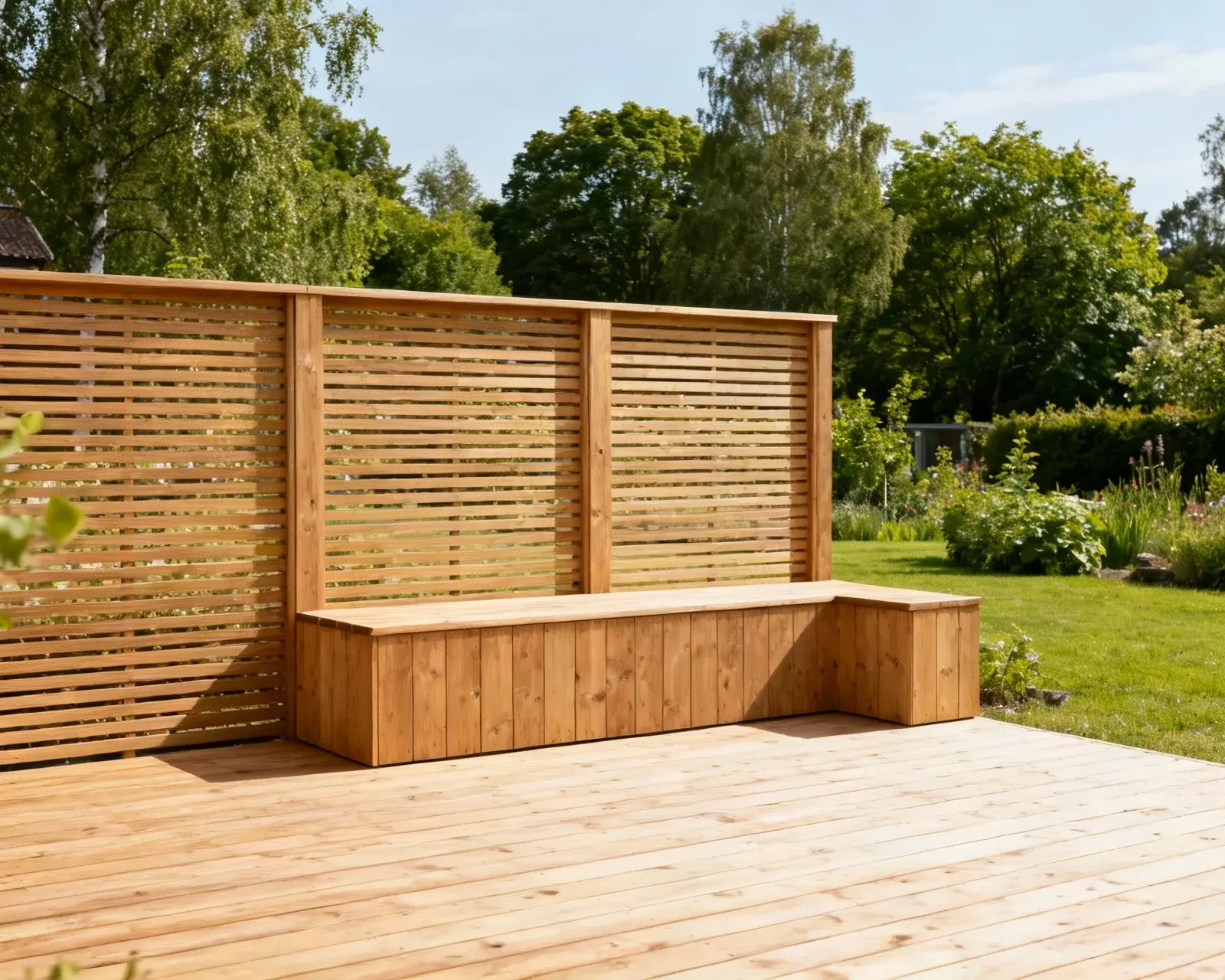 Modern altan med integrerat staket