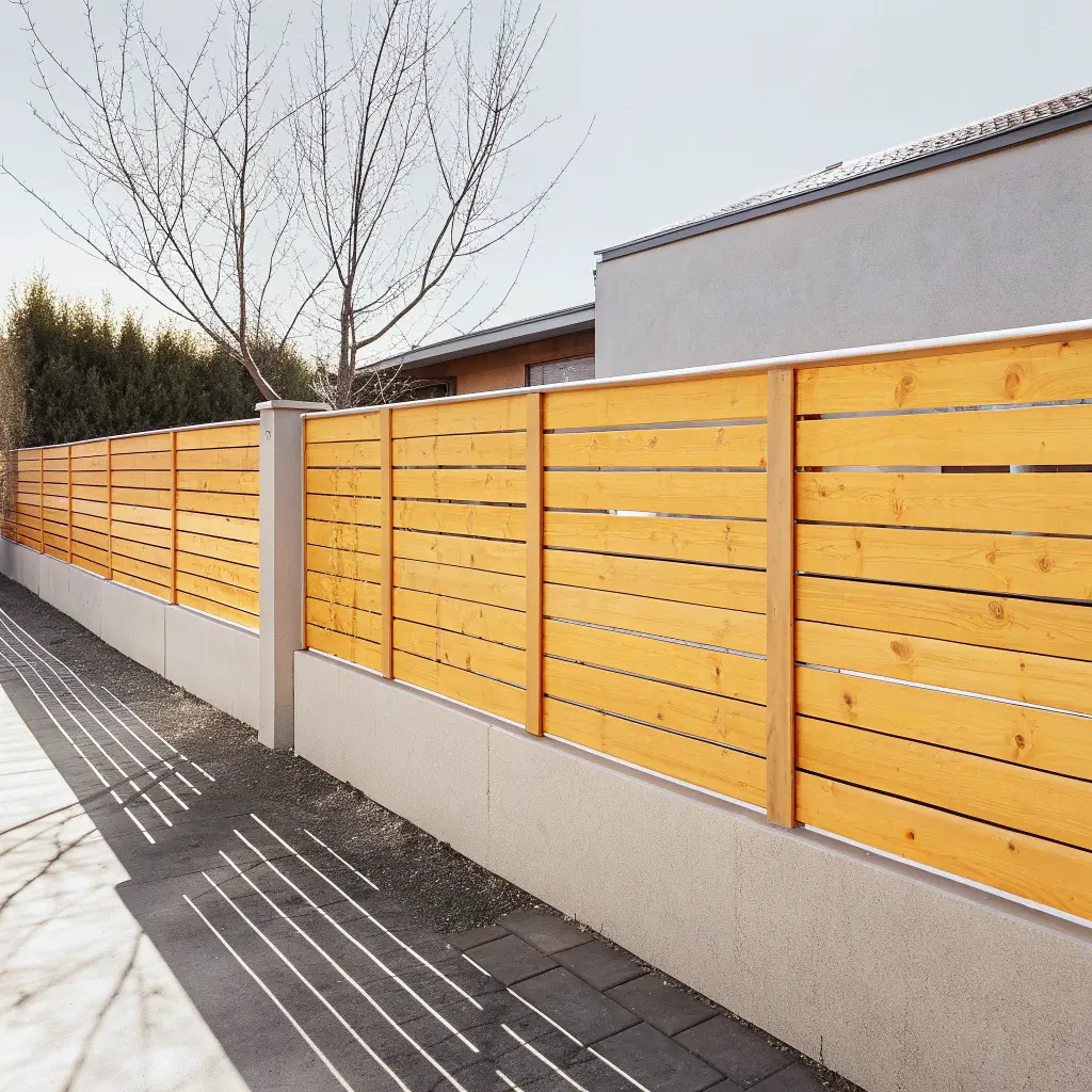 Horisontella ribbor på modernt staket