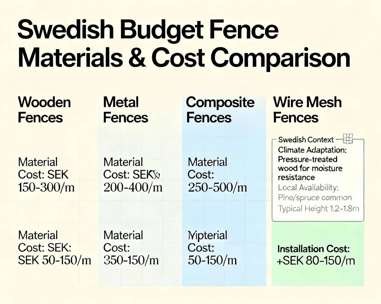 Comparison of budget fence materials and costs