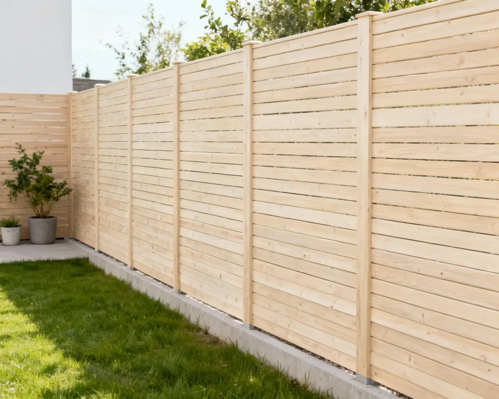 Finished budget-friendly fence in garden