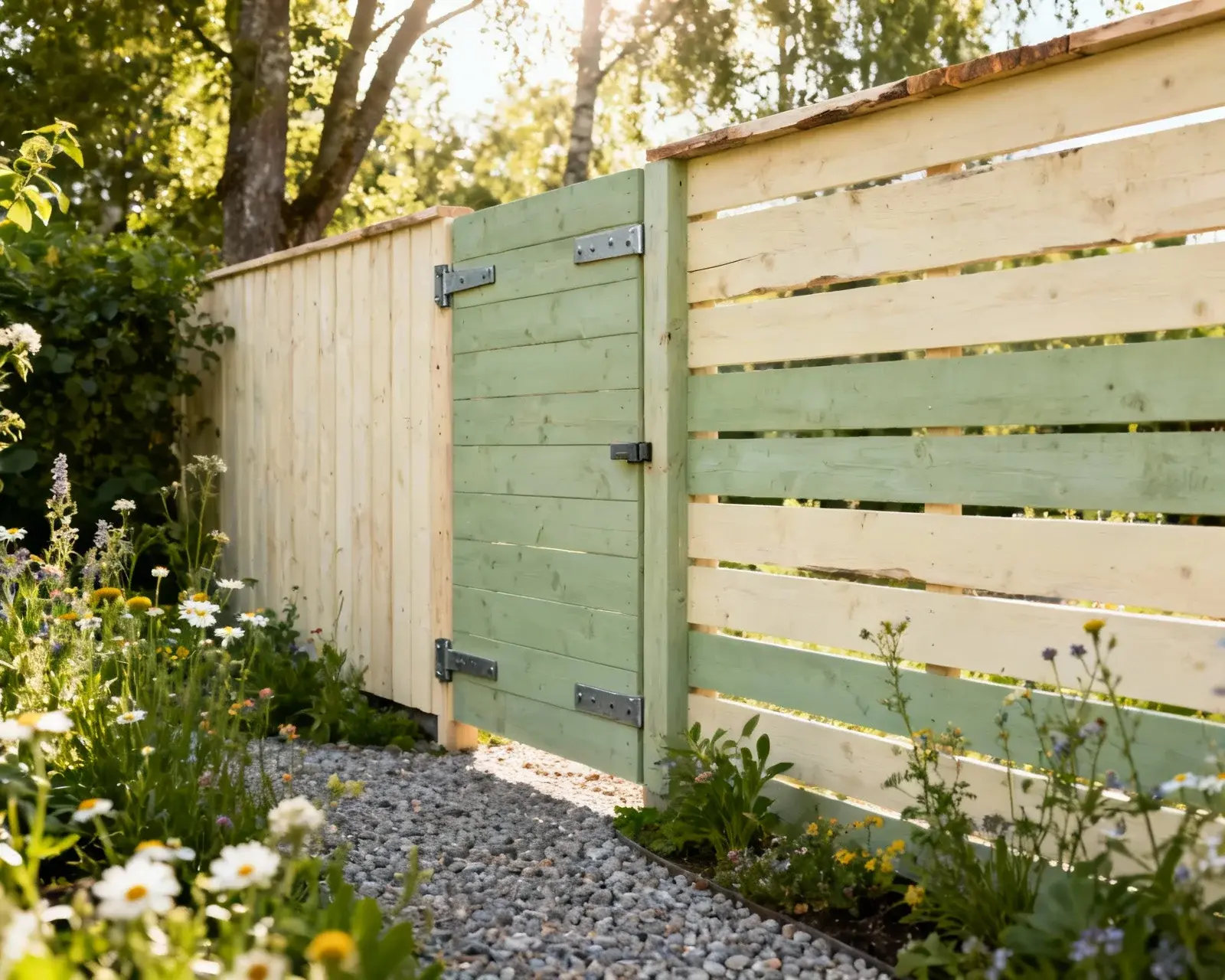 Budget-friendly DIY wooden fence in Scandinavian garden