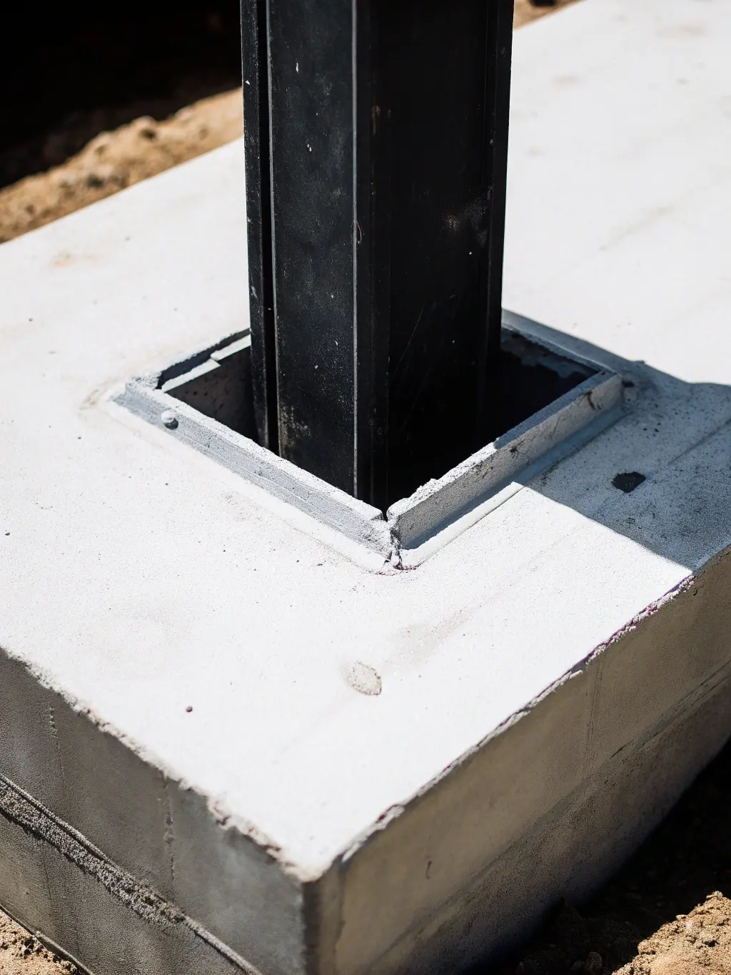 Betongfundament för stolpe