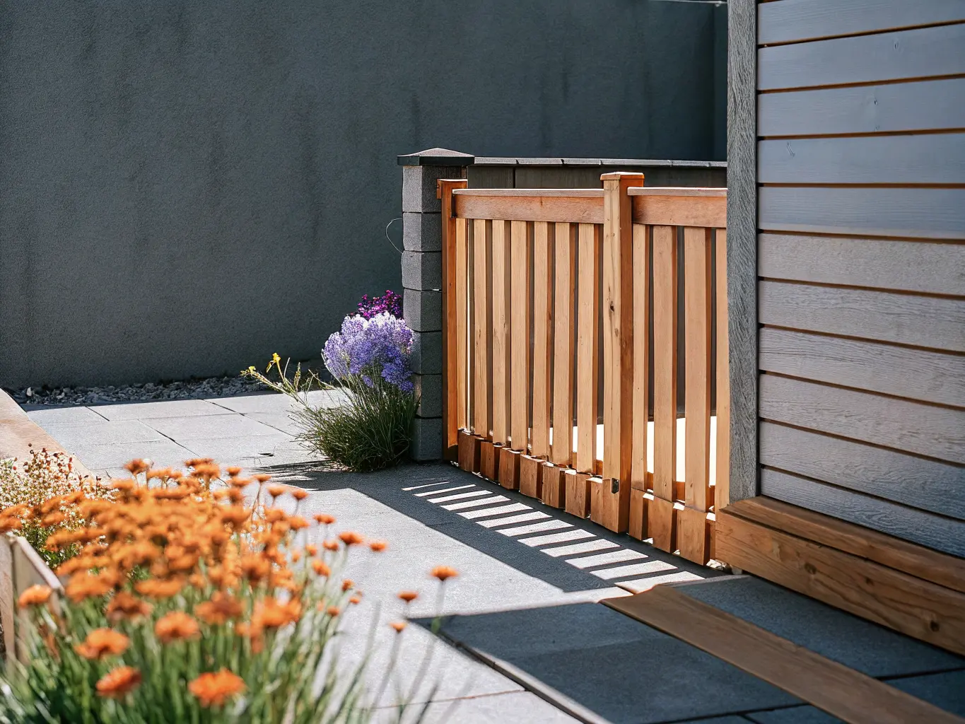 Färdigt enkelt staket med blommor