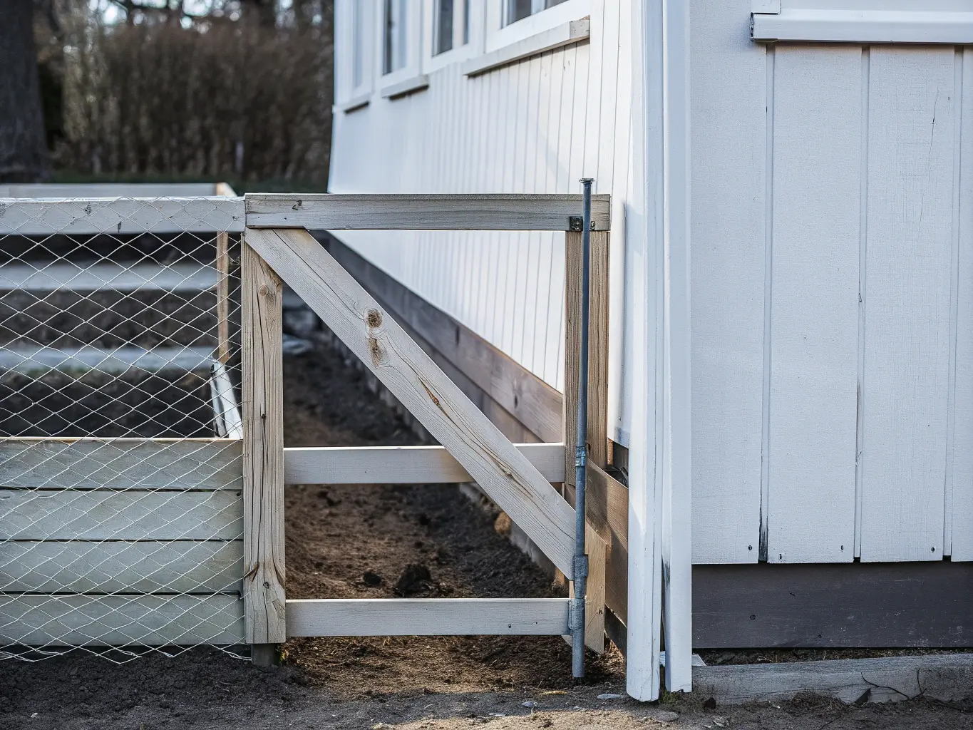 Enkelt trästaket i svensk trädgård