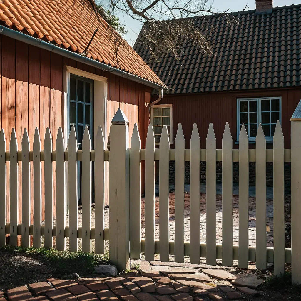 Traditionellt svenskt staket i klassisk stil