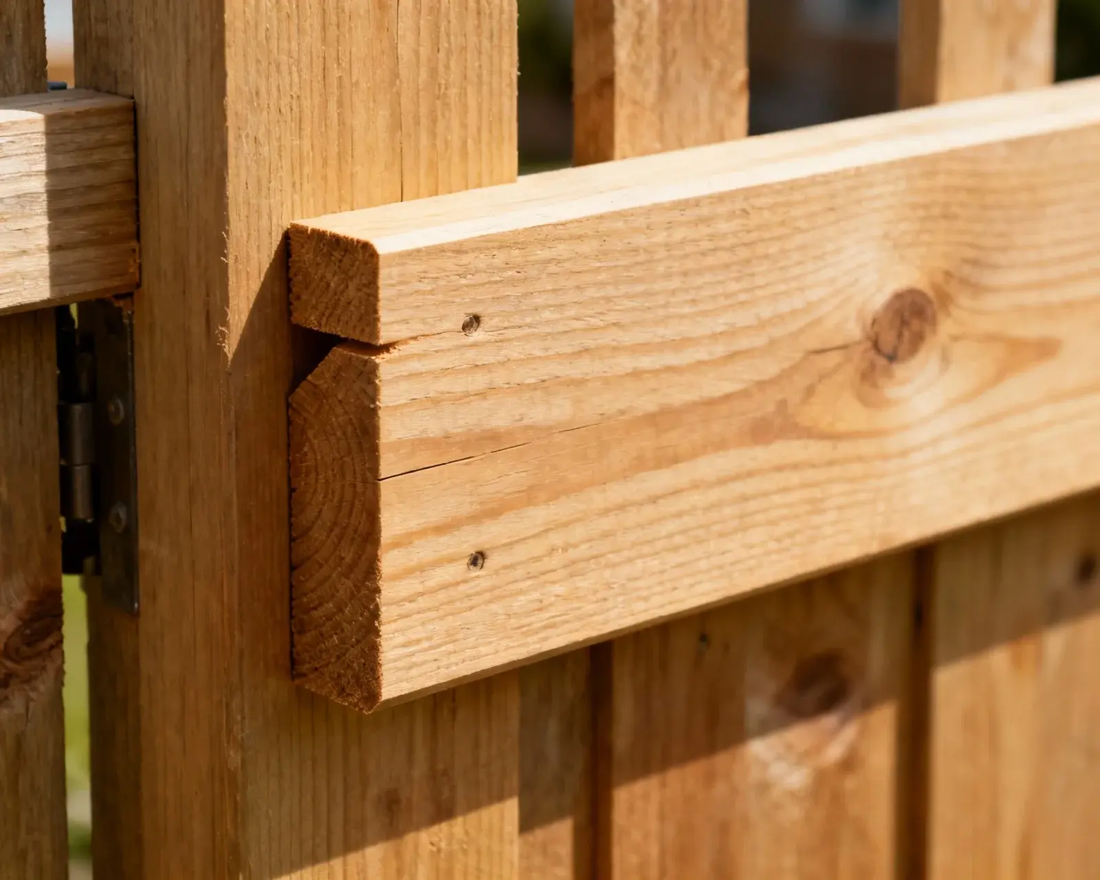 Detaljbild av ribbfästning på horisontell grind