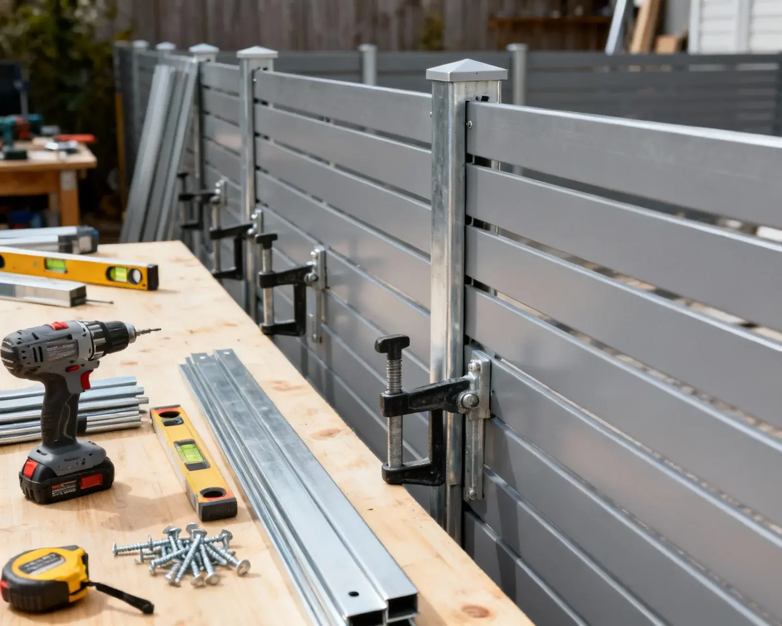 Material och verktyg för horisontellt staketbygge