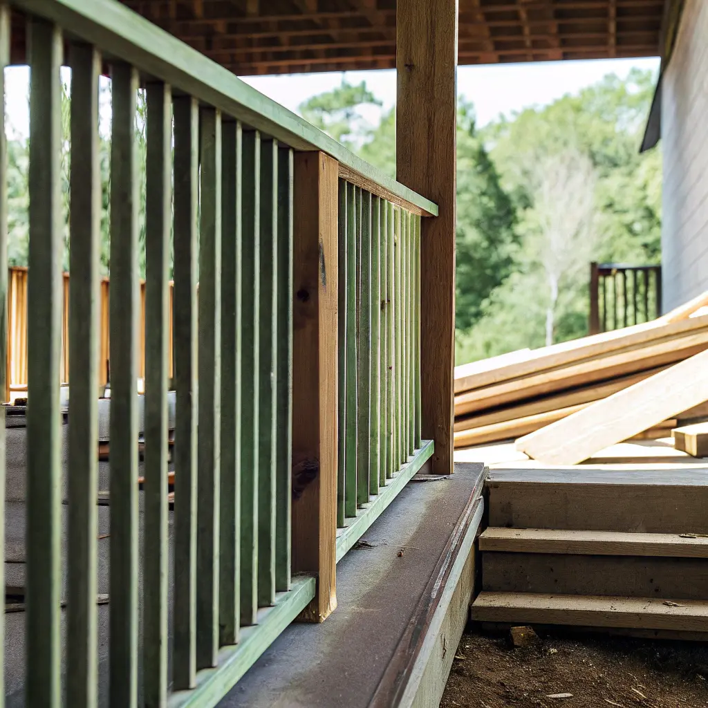 Tryckimpregnerat material för räcke