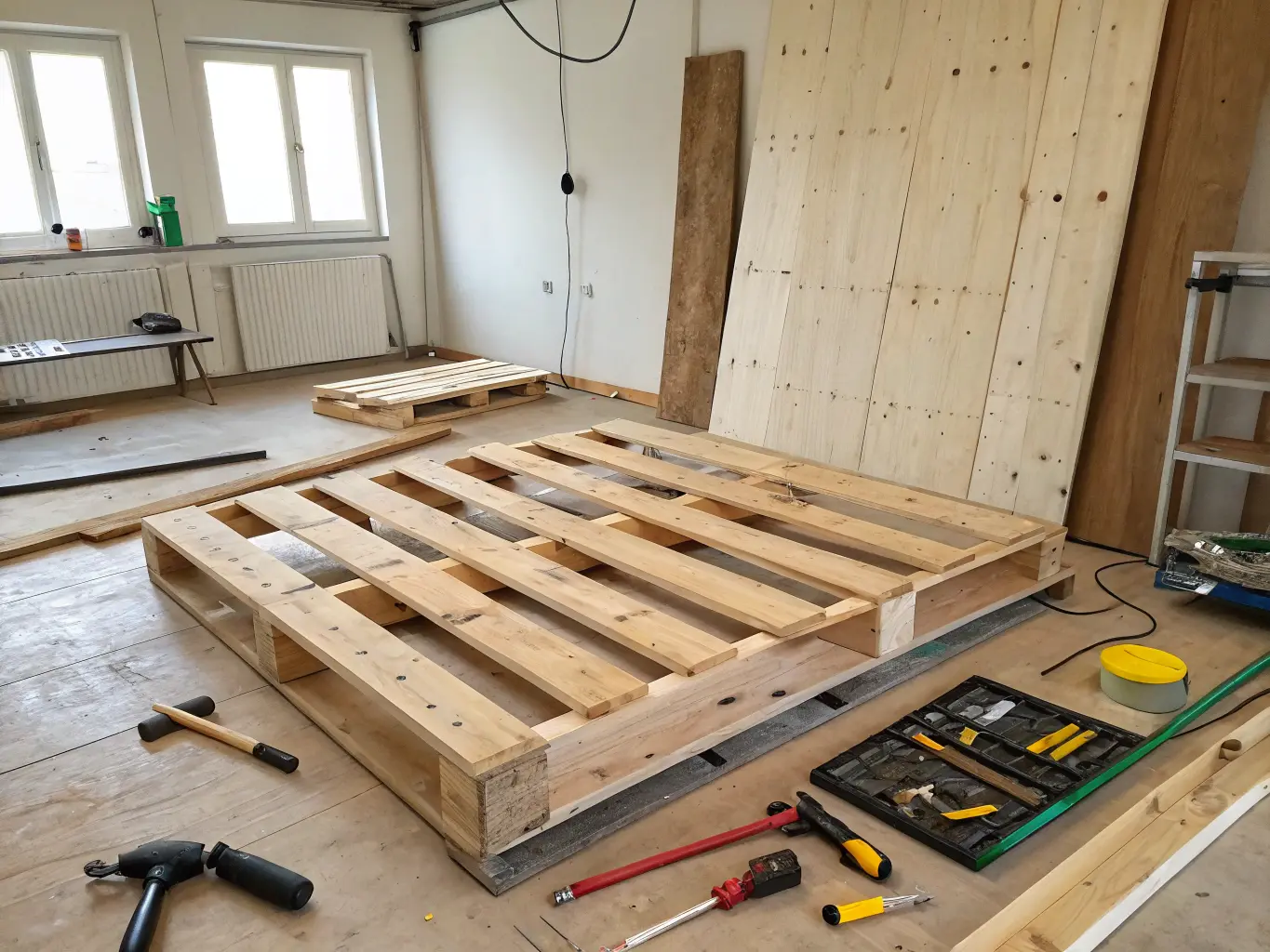 Pall under demontering med verktyg