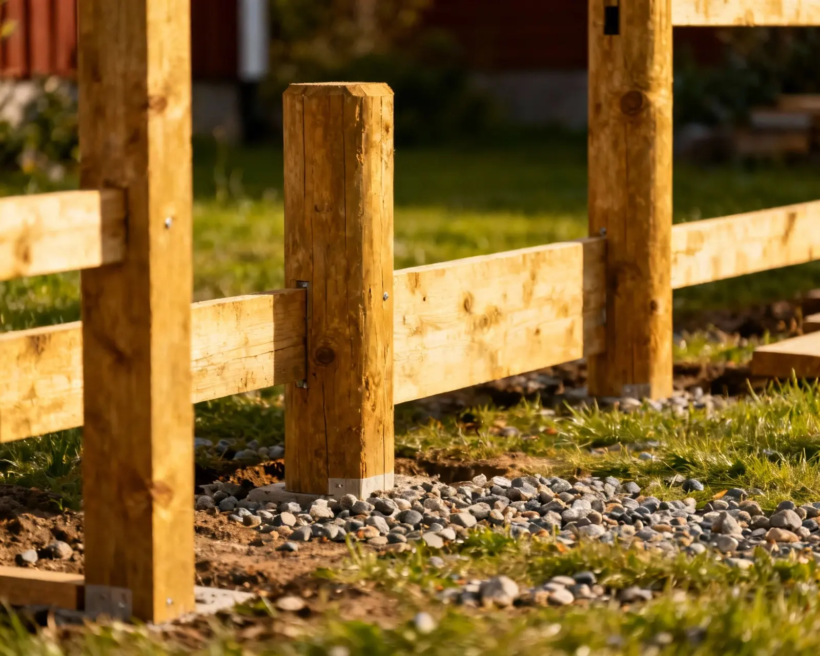 Förberedda stolphål för grindinstallation