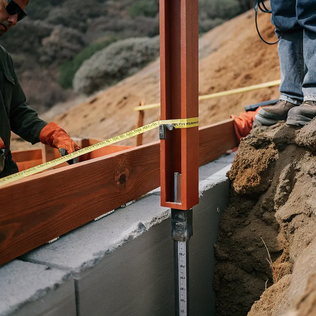 Mätning och installation av stolpar i backe