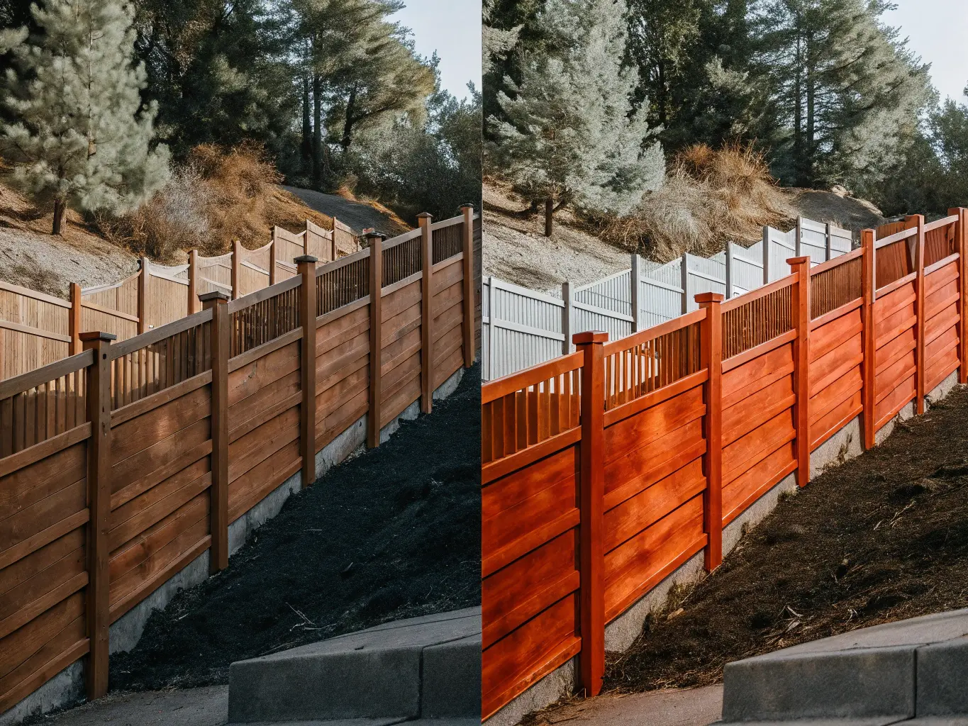 Olika lösningar för staket på sluttning