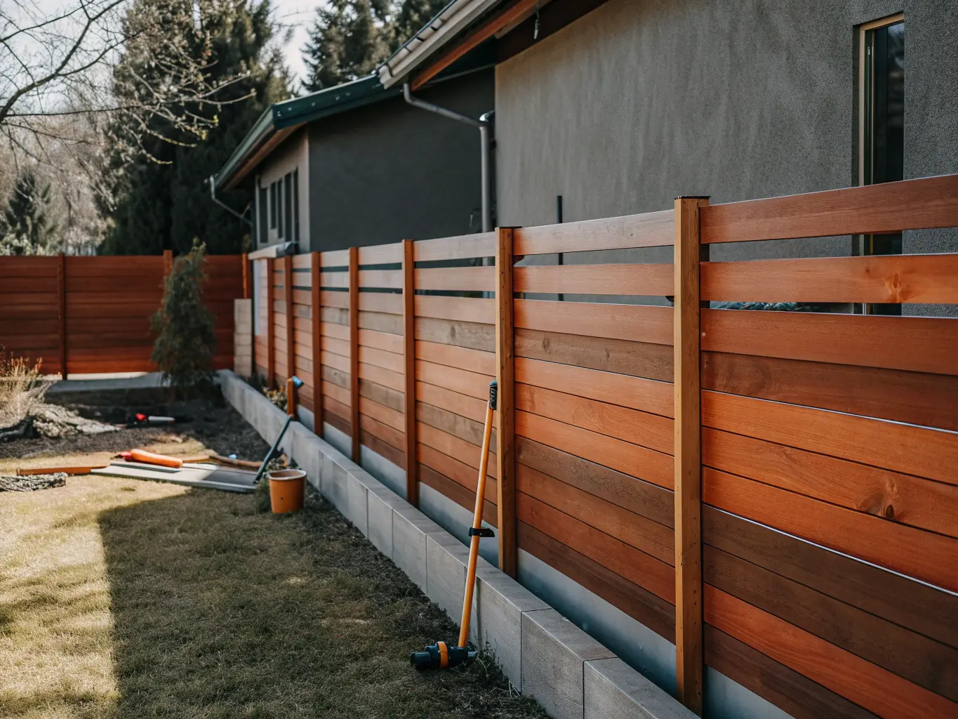 Installation av staket med vattenpass