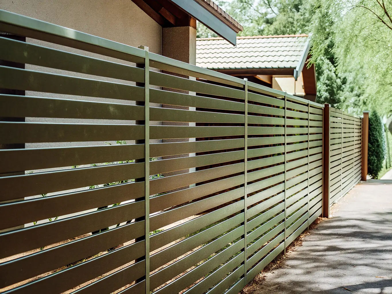 Verktyg och material för staketbygge med liggande brädor