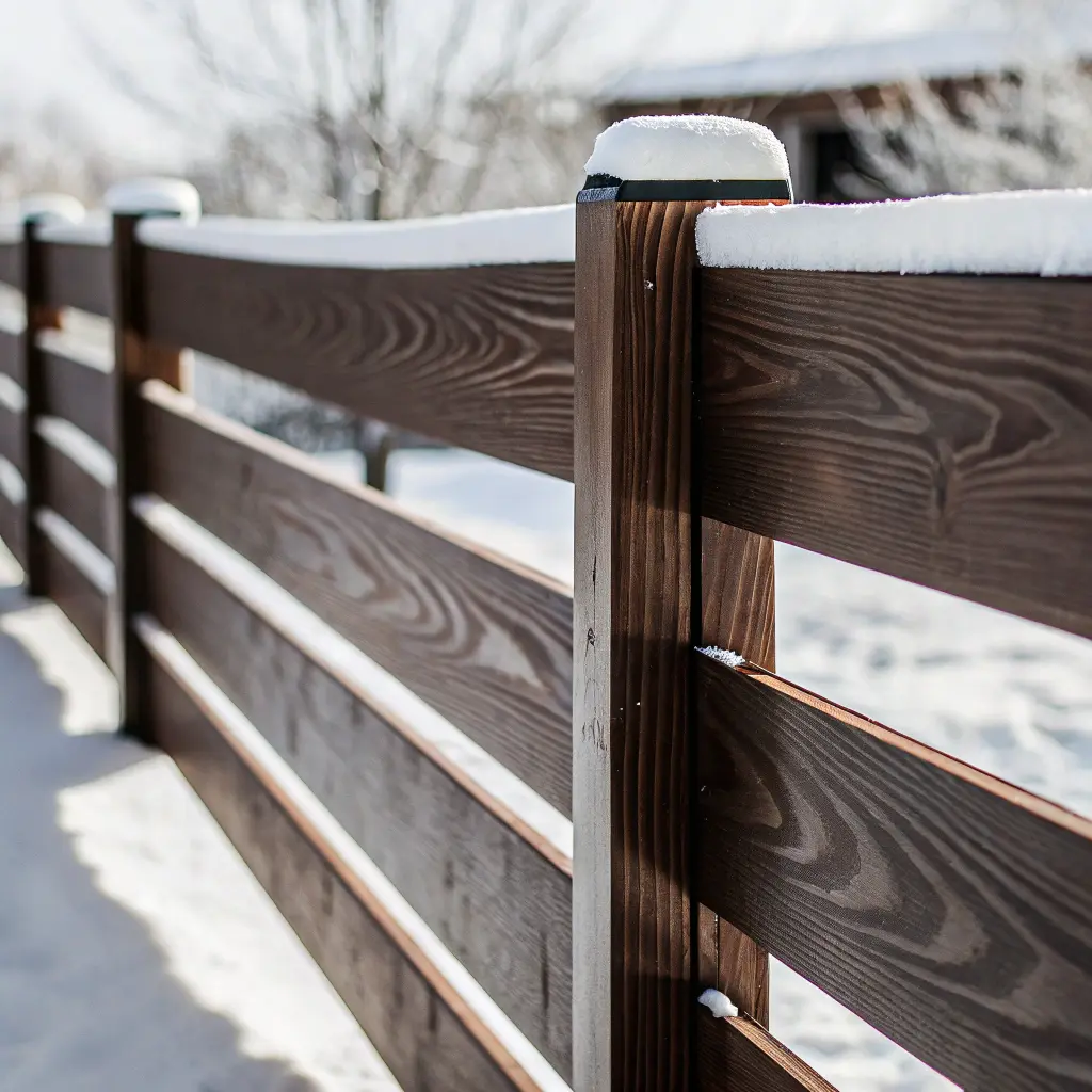 Närbild på horisontella staketribbor med synlig trästruktur