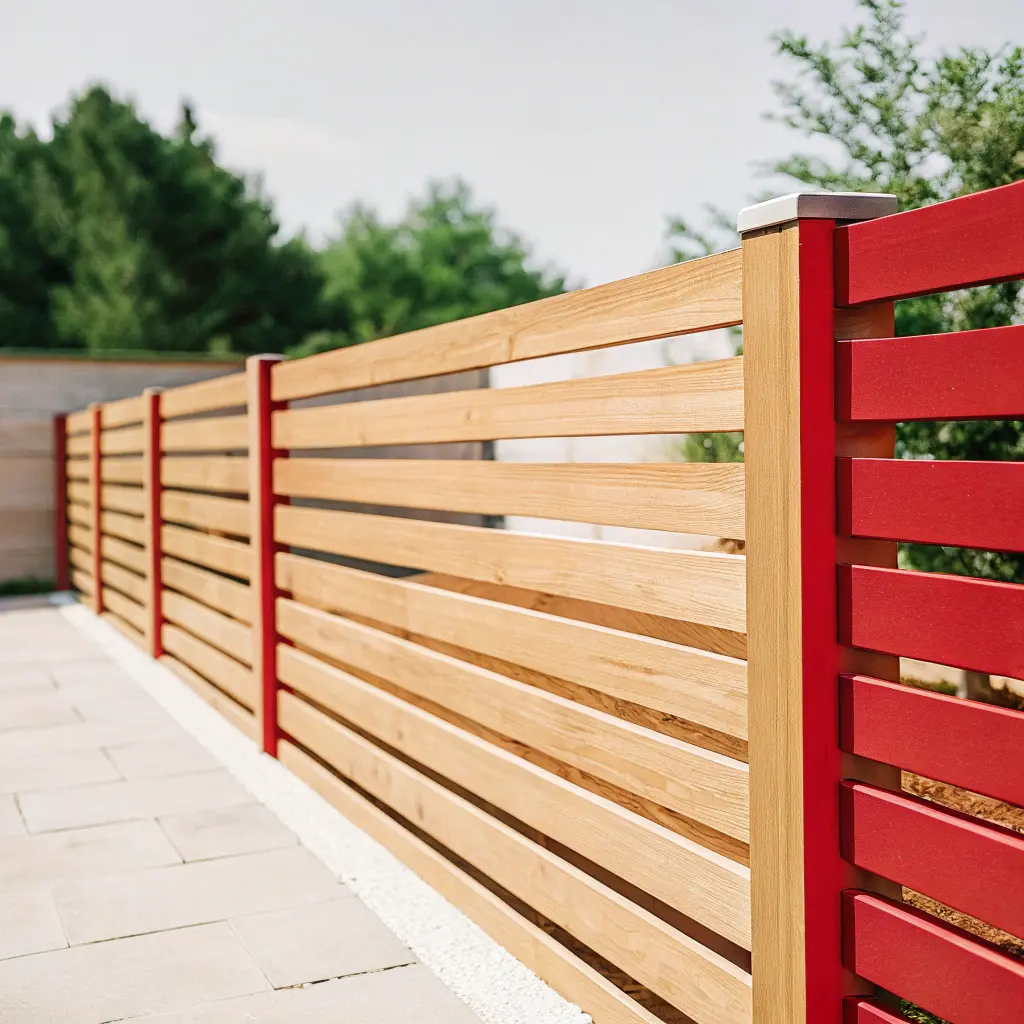 Vinkelvy av horisontellt staket som visar djup