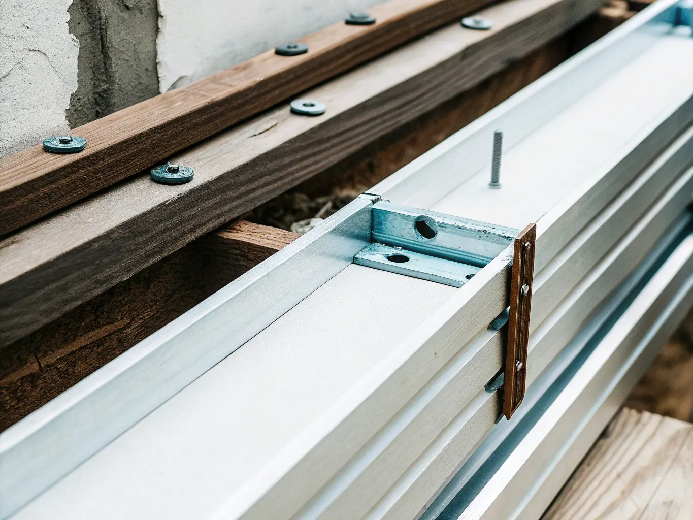 Detalj av liggande spjälor installation