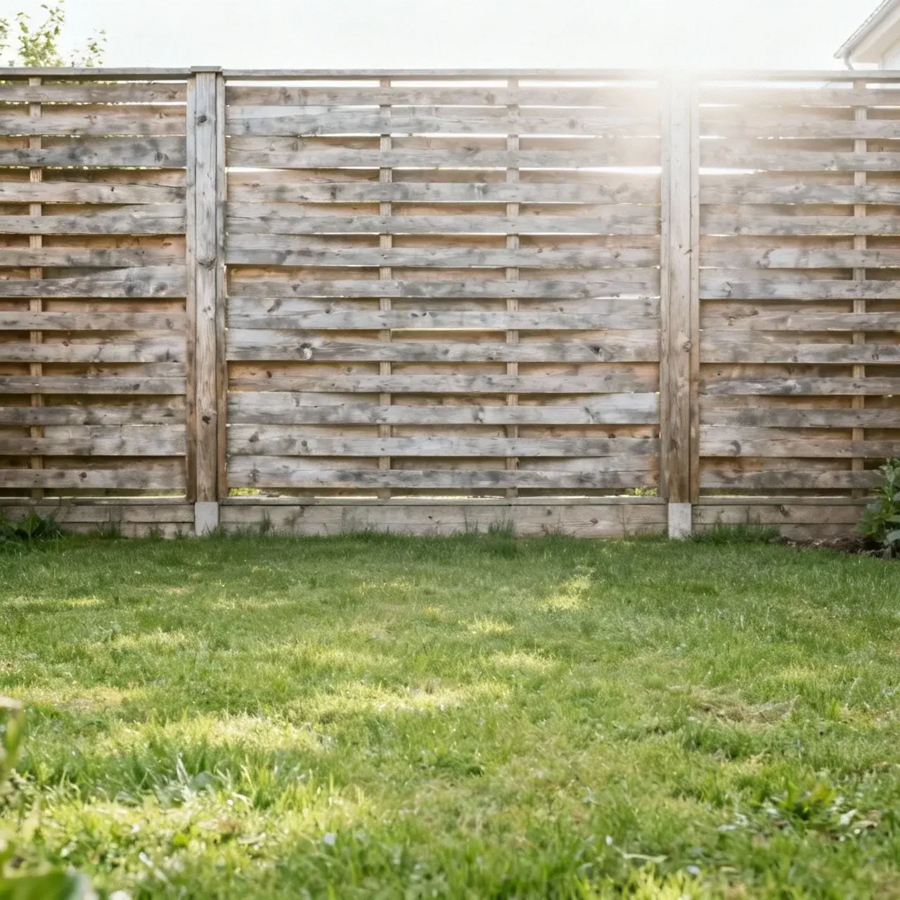 Färdigt staket med liggande spjälor