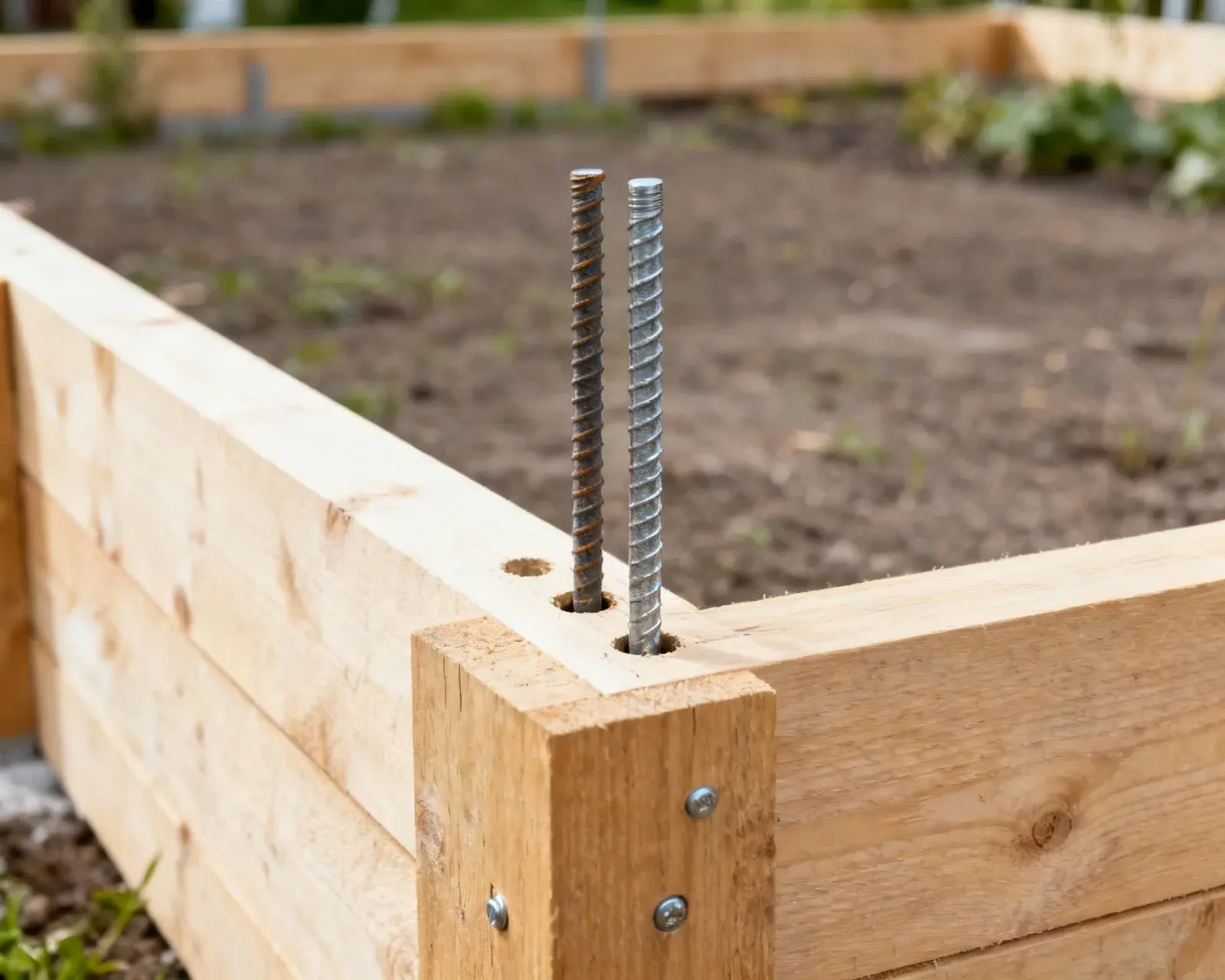 Armeringsjärn monterat i träram