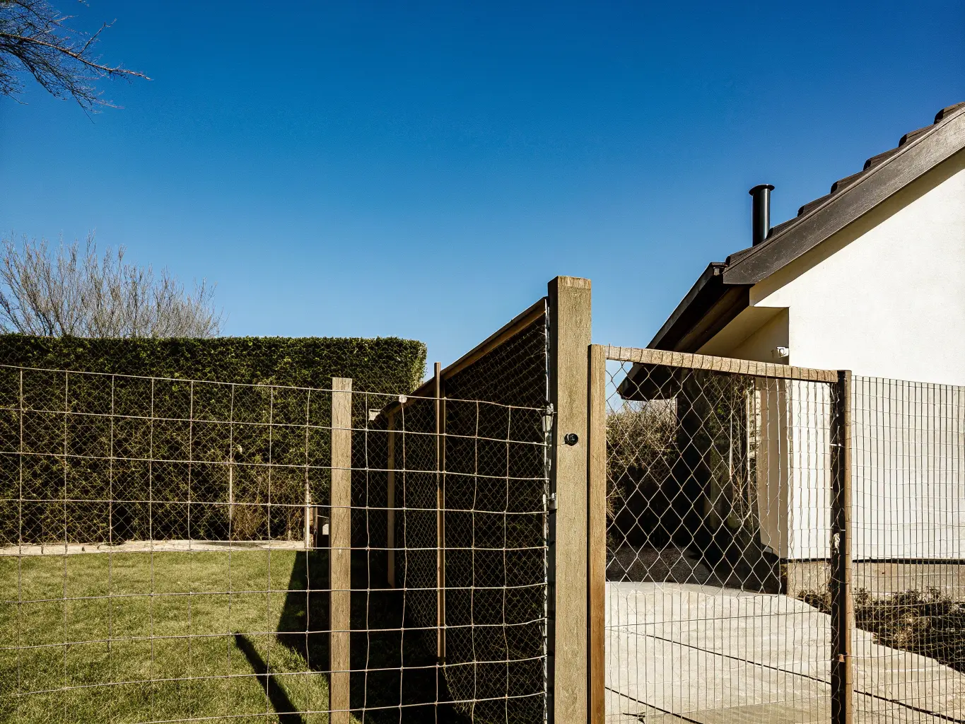 Nätstaket med grind