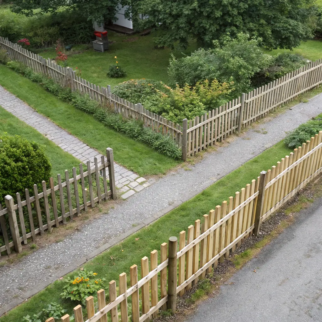 Staket från ovanifrån mellan grannar
