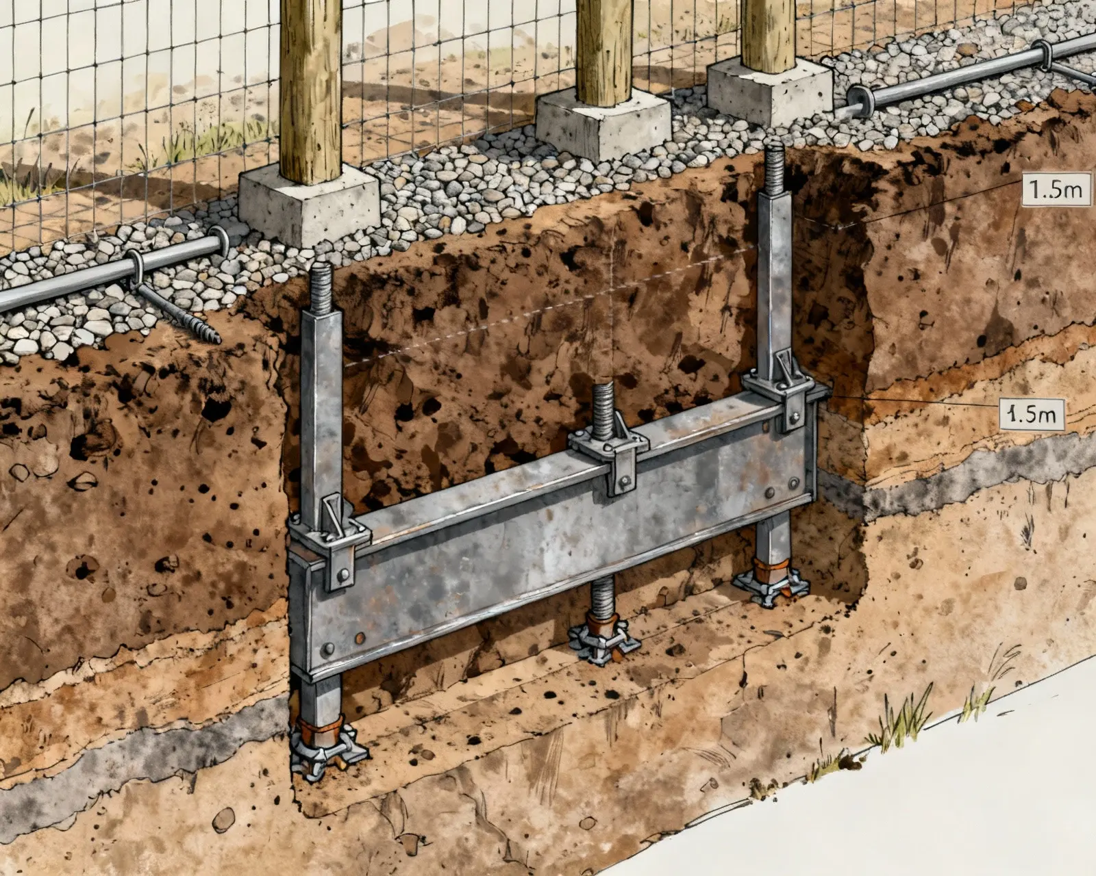 Fundamentförankring för vildsvinsstängsel