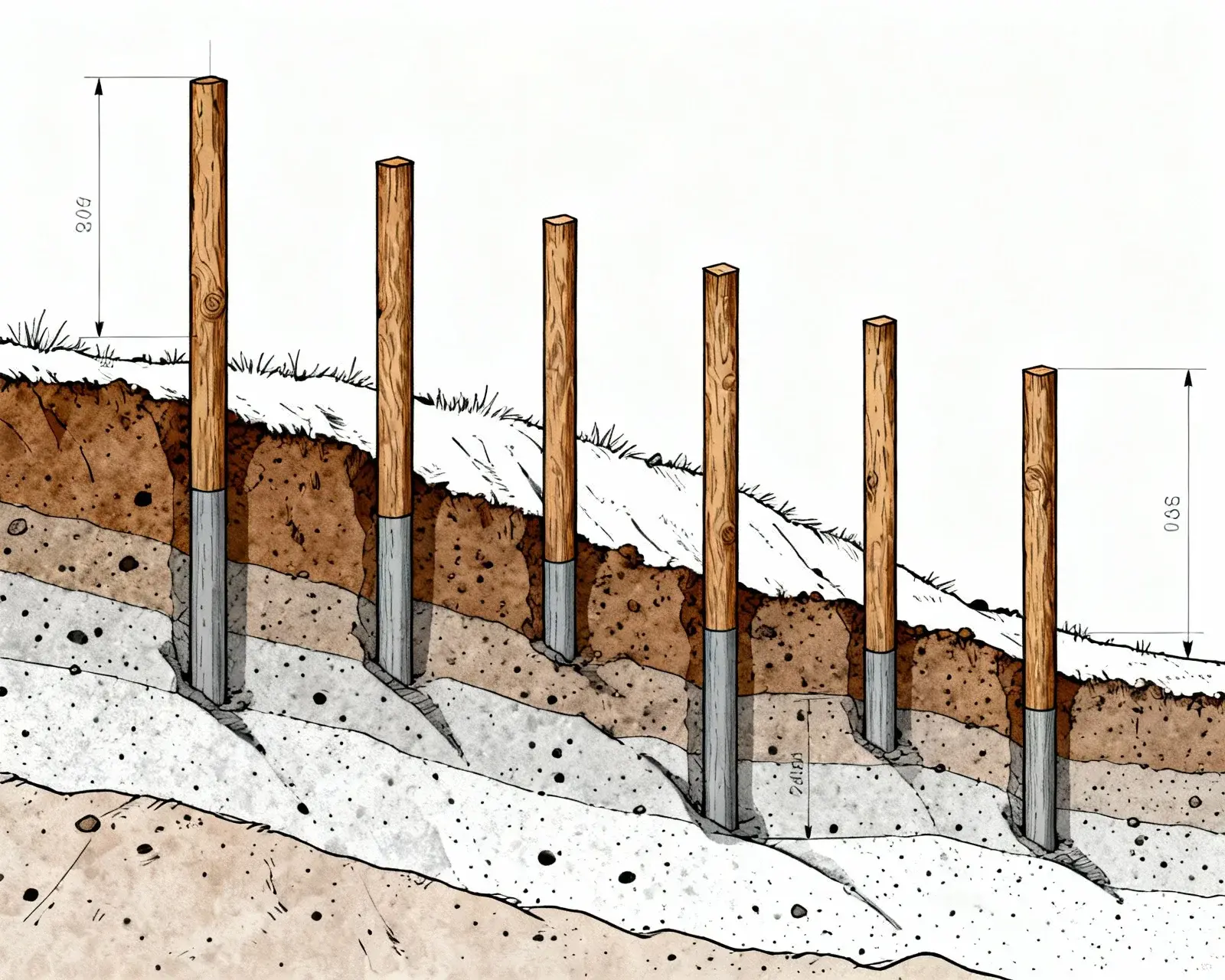 Variationer i stolplängd för anpassning till kuperad mark