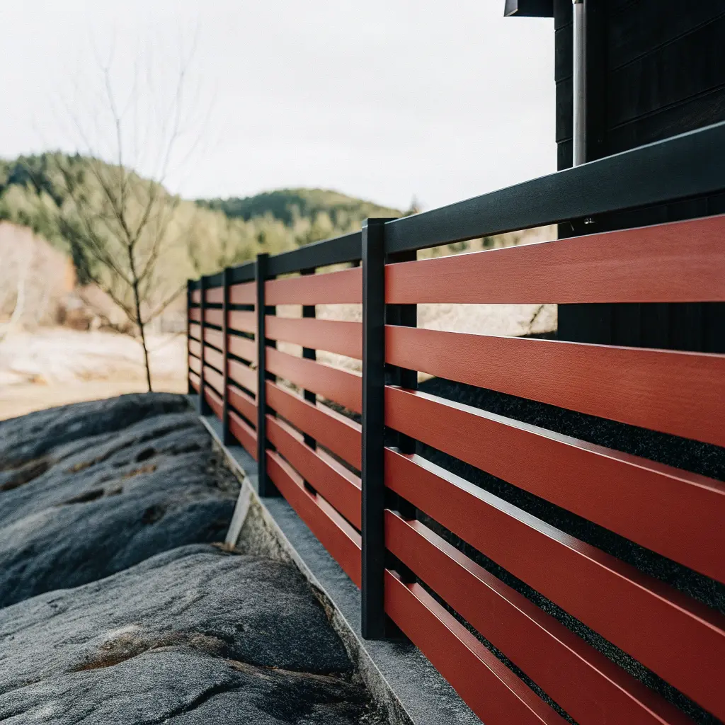 Modernt staket monterat på berggrund