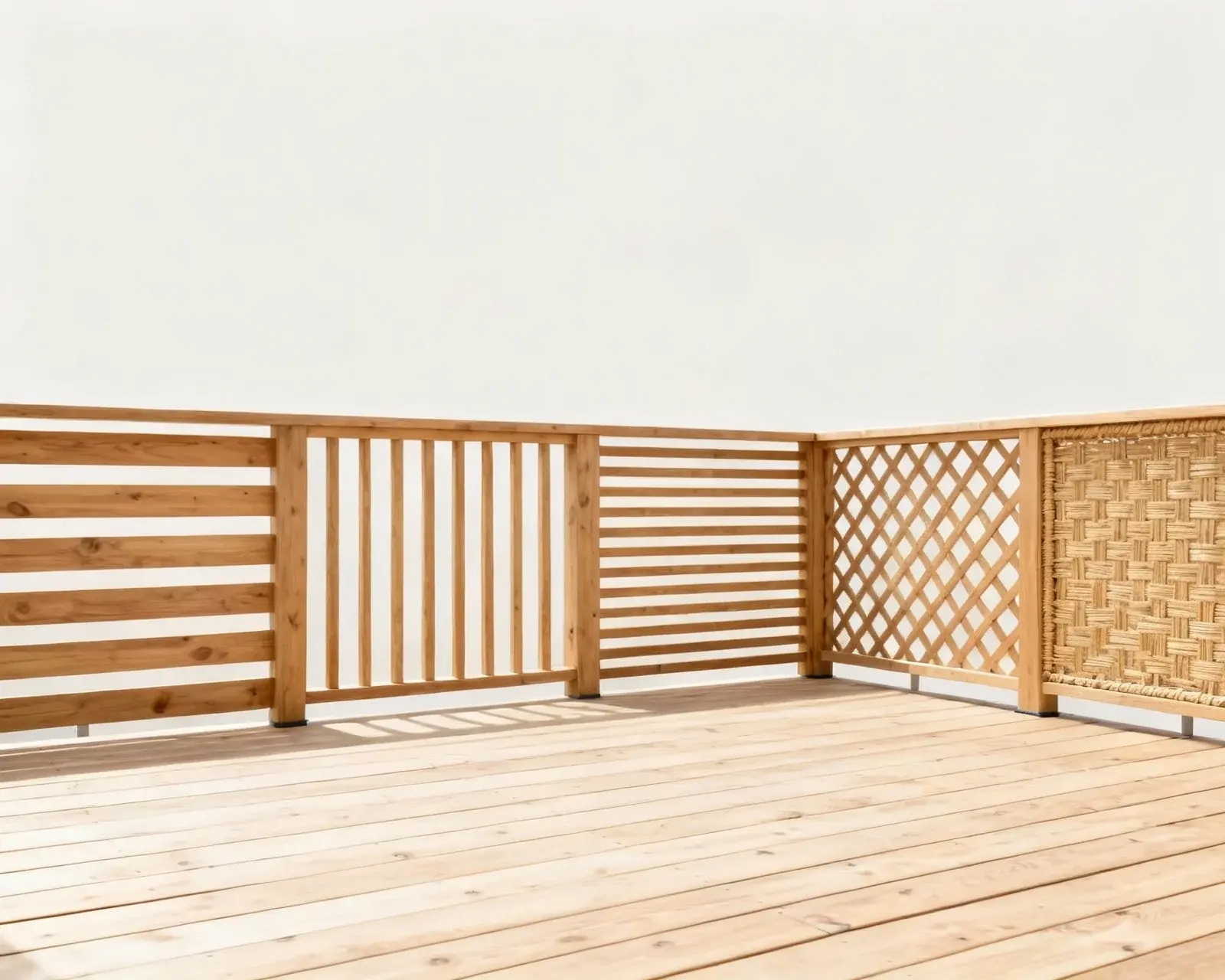 Olika staketdesigner för trallmontering sida vid sida