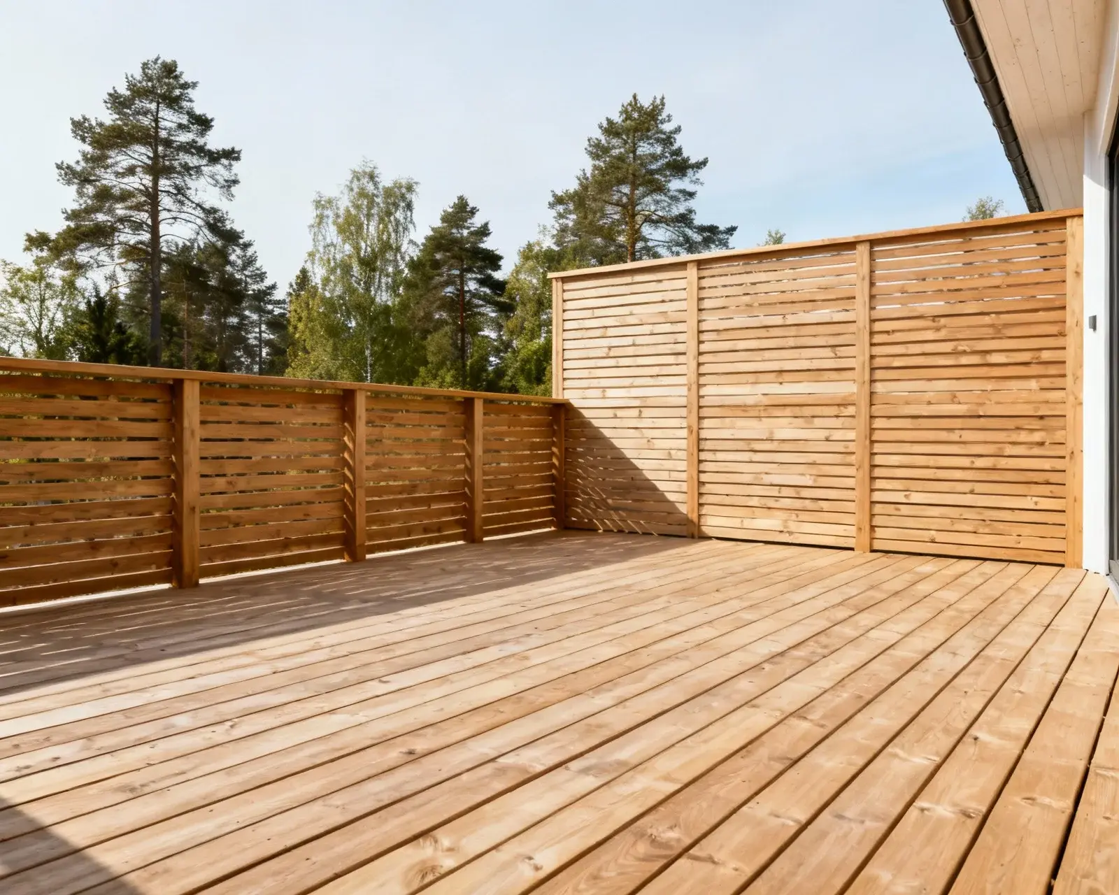 Modern altantrall med integrerat träräcke