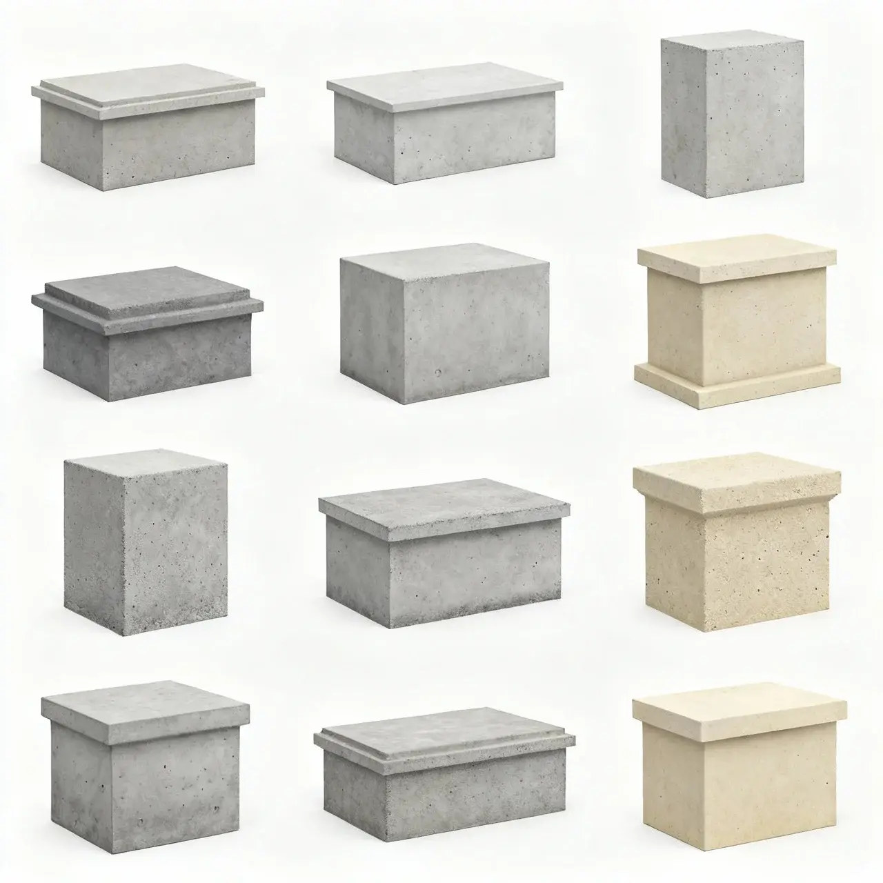 Olika typer av betongplintar för staket