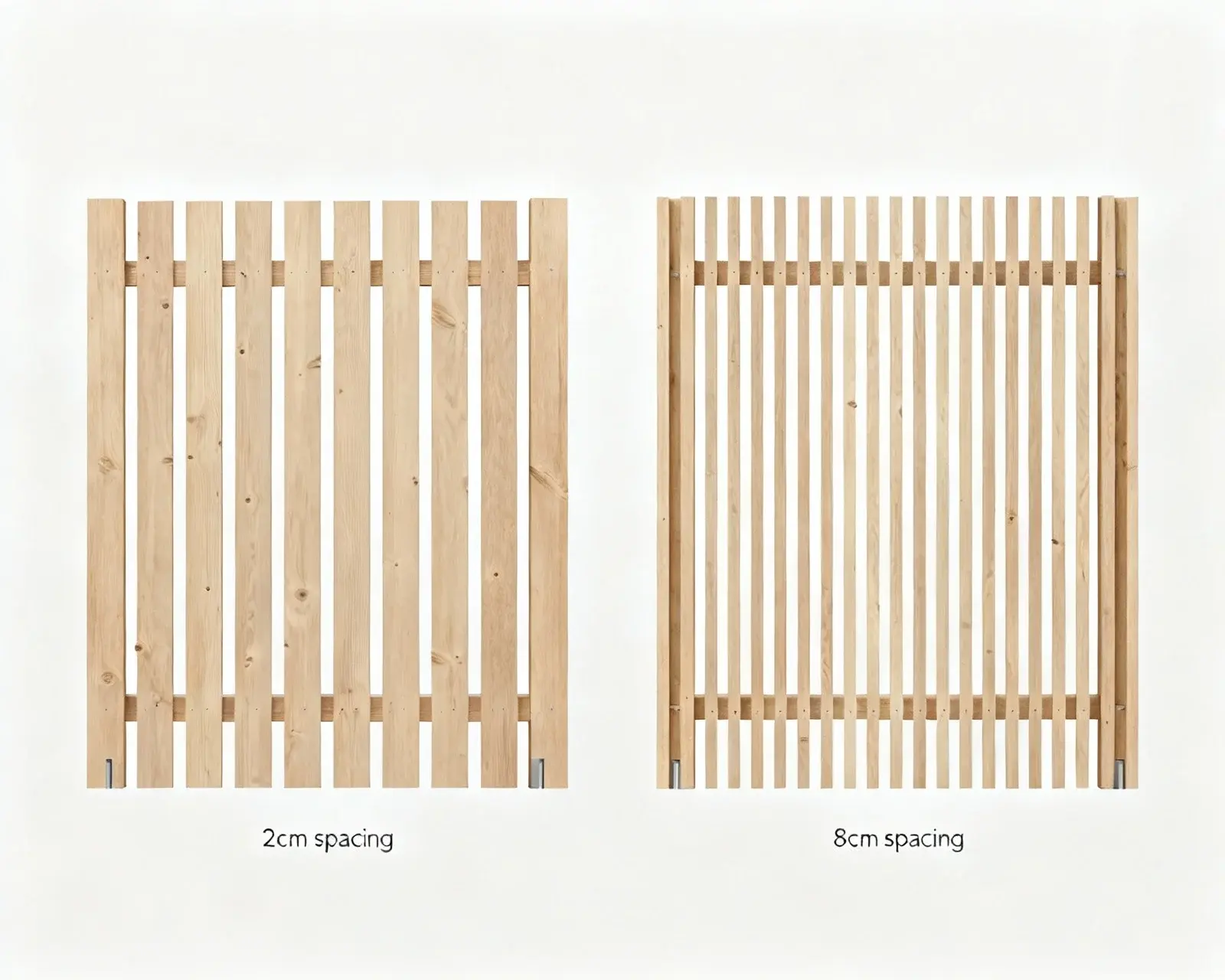 Olika alternativ för ribbavstånd och design