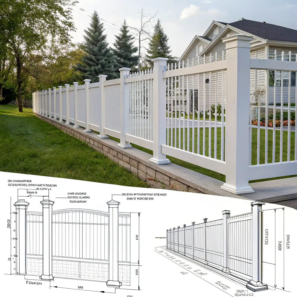 Detaljerad staketritning med mått