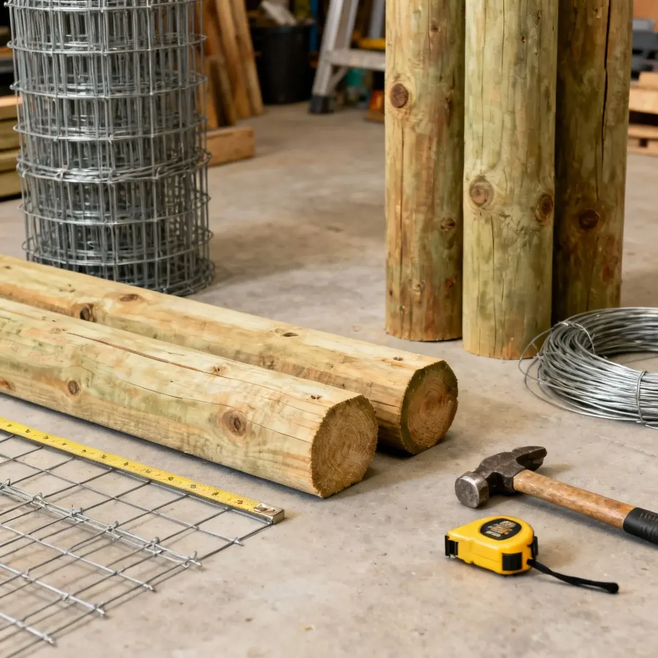 Verktyg och material för staketbygge