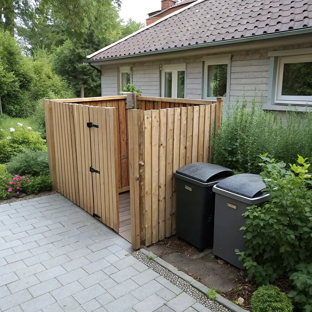 Soptunnestaket med vertikal panel och dörr