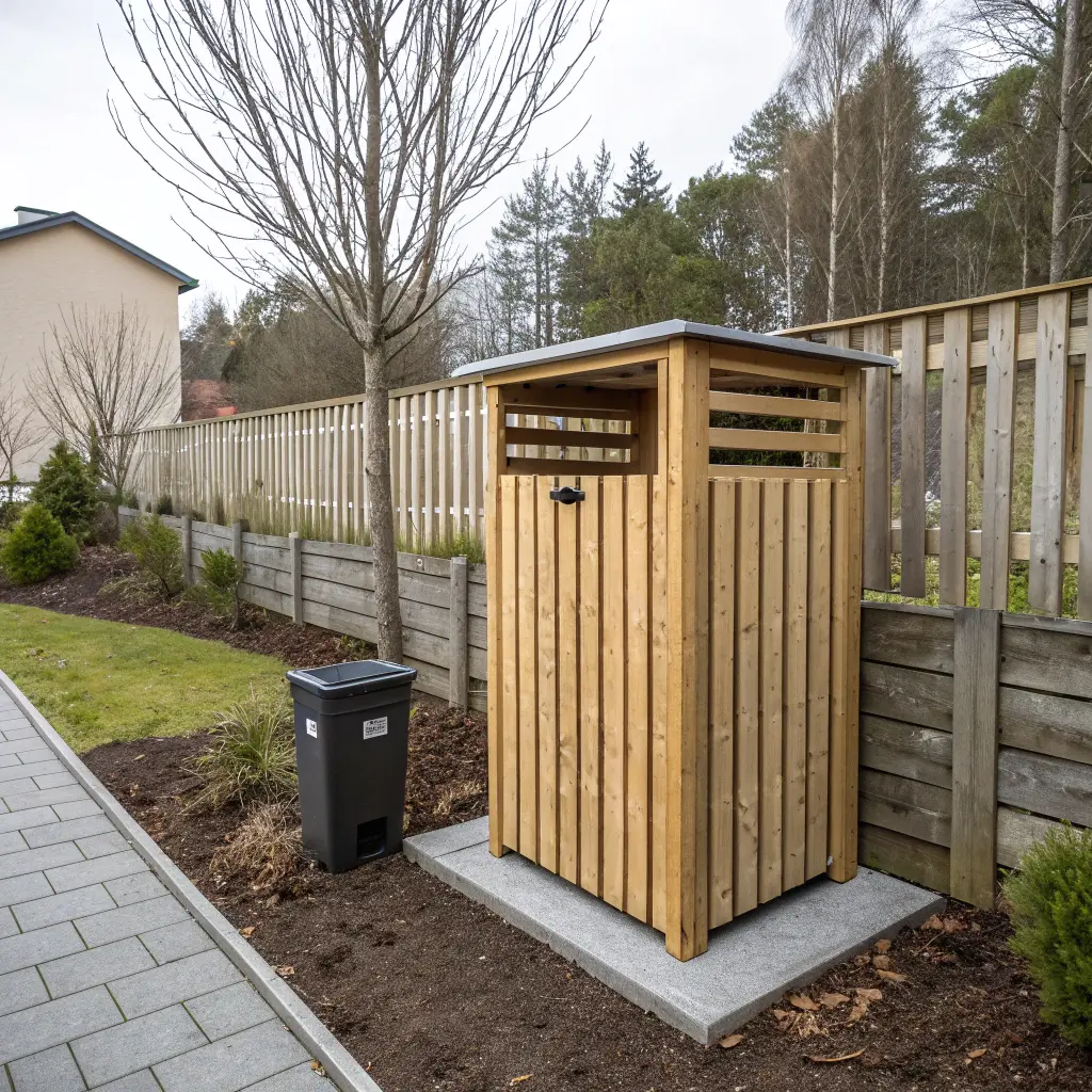 Kompakt soptunnestaket med vertikala ribbor