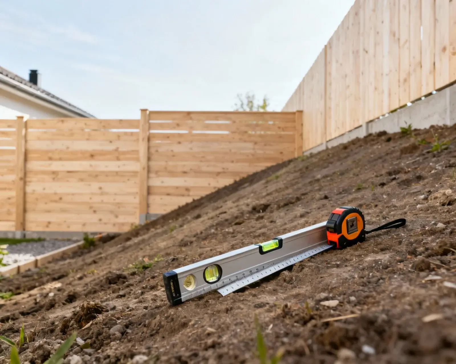 Mätning av lutning för staketbygge