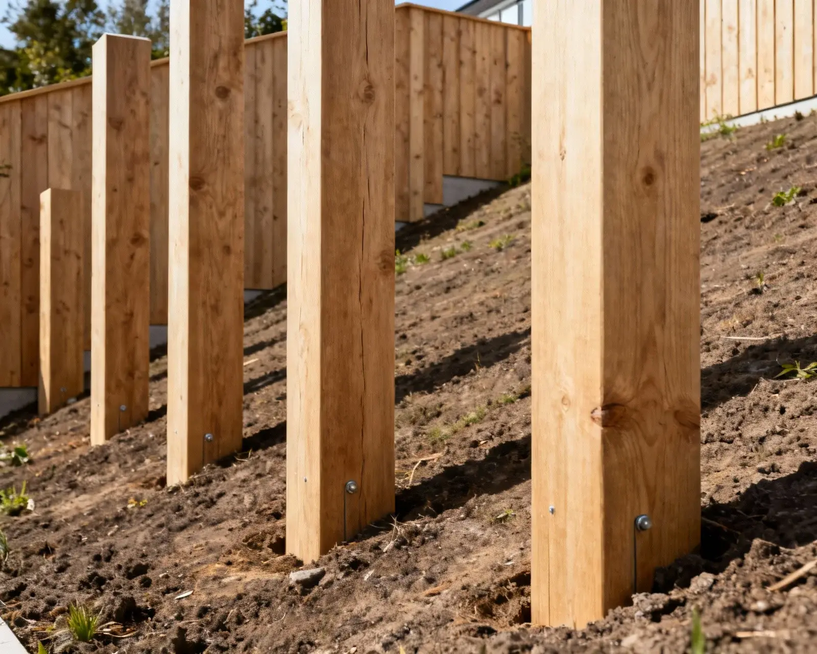 Installation av staketstolpe på lutande mark