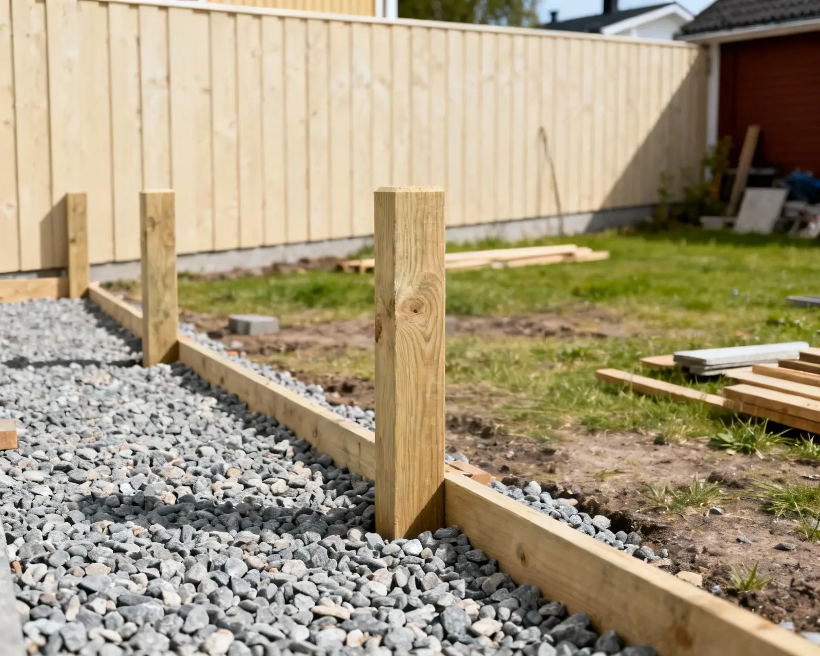 Staketstolpar med grundarbete i Stockholmsförorter