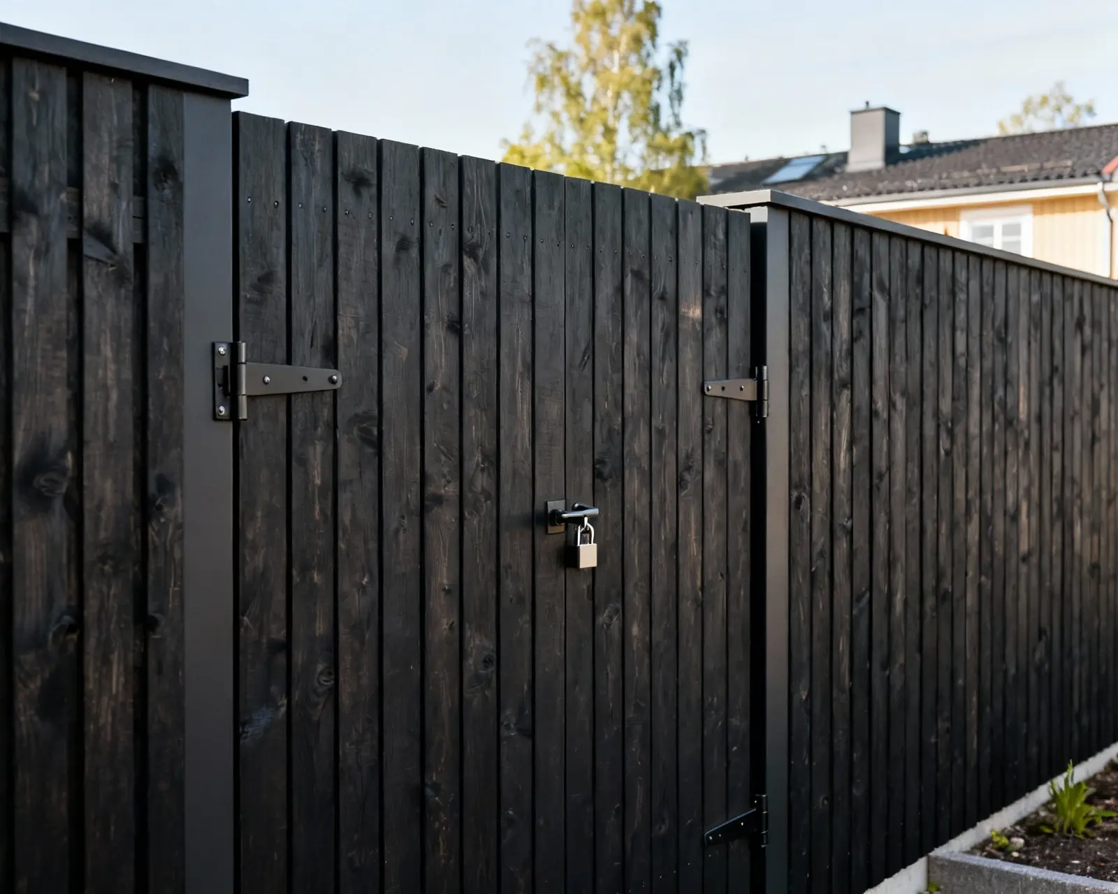 Staket med grind i Stockholms villaområde