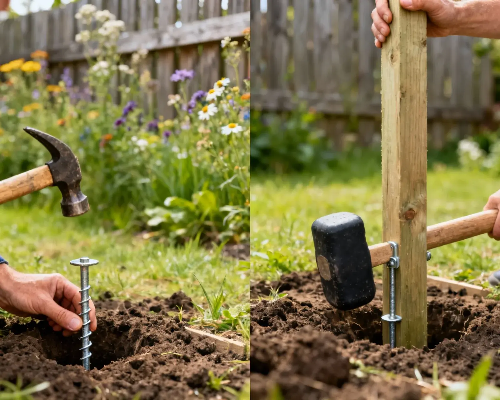 Installation av staketsstolpe med markspett utan betong