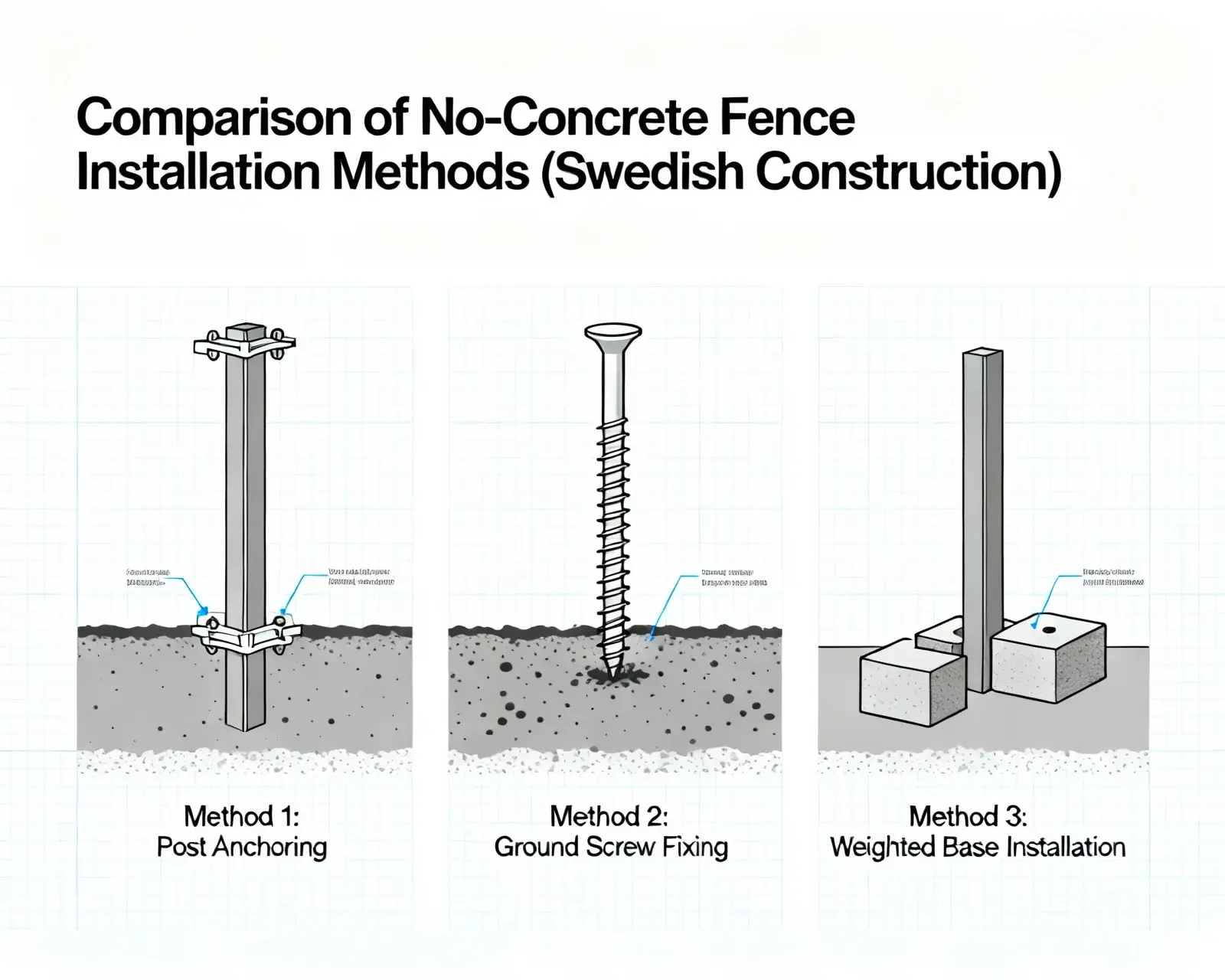 Jämförelse av olika metoder att bygga staket utan betong