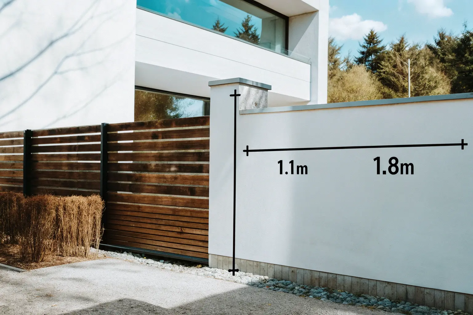 Staket med mätangivelser för olika höjder