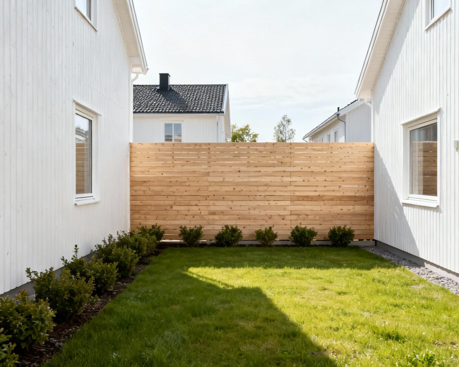 Färdigt staket mellan grannar