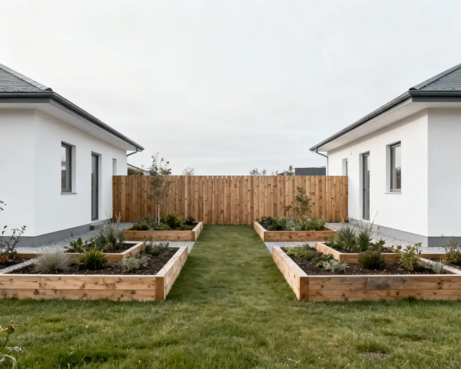 Grannfastigheter separerade med staket