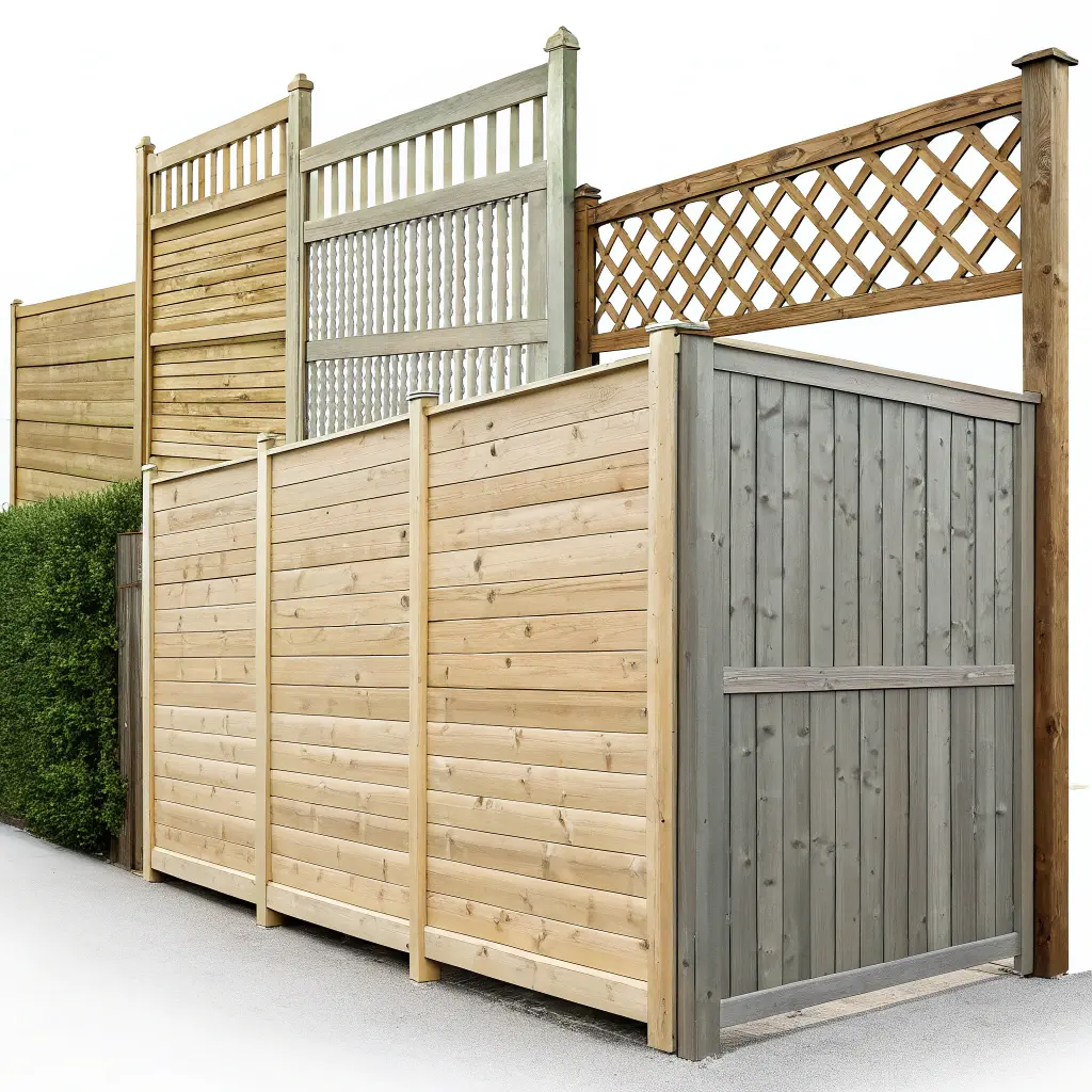 Olika stilar av färdiga staket