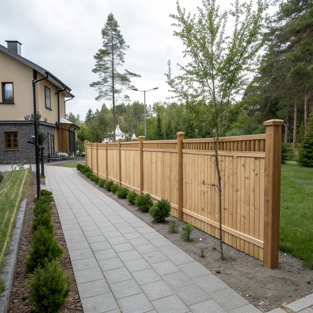 Färdigt staket vid tomtgräns