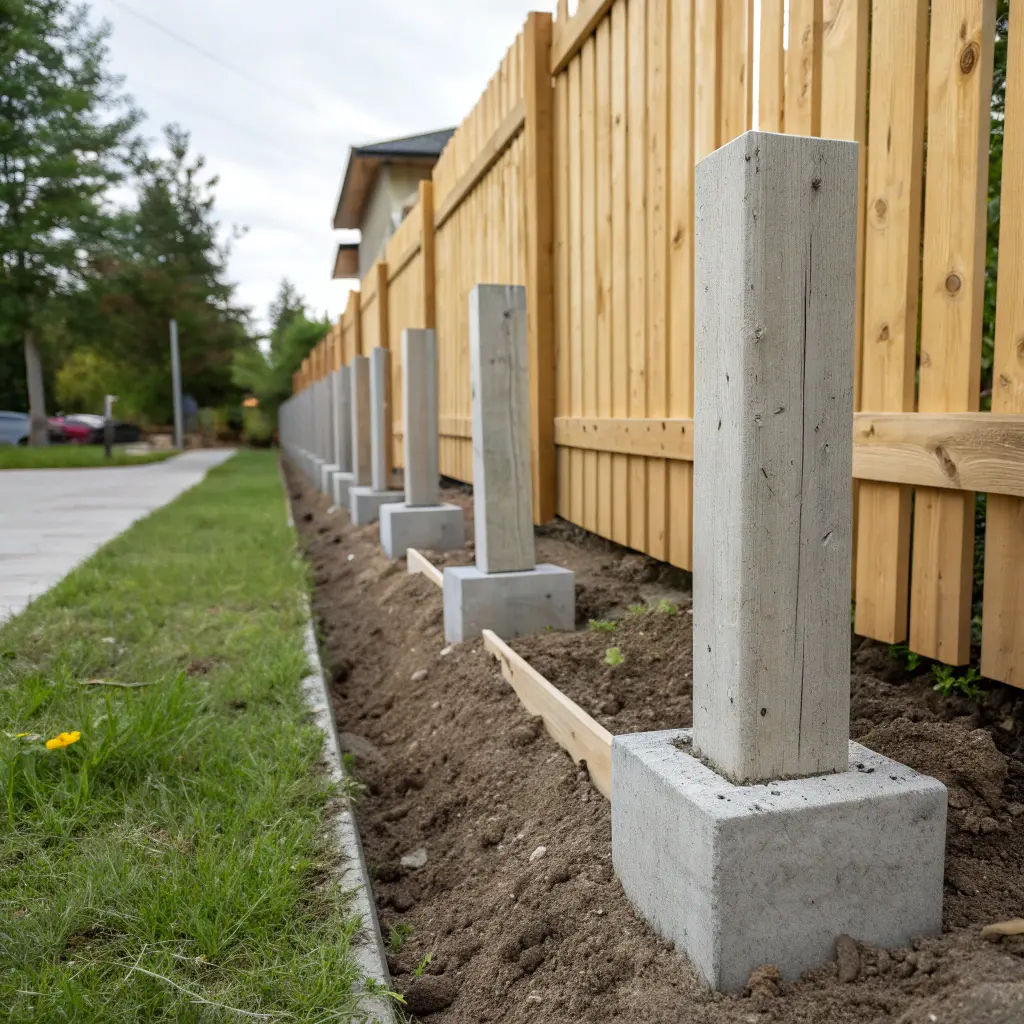 Stolpfundament vid tomtgräns